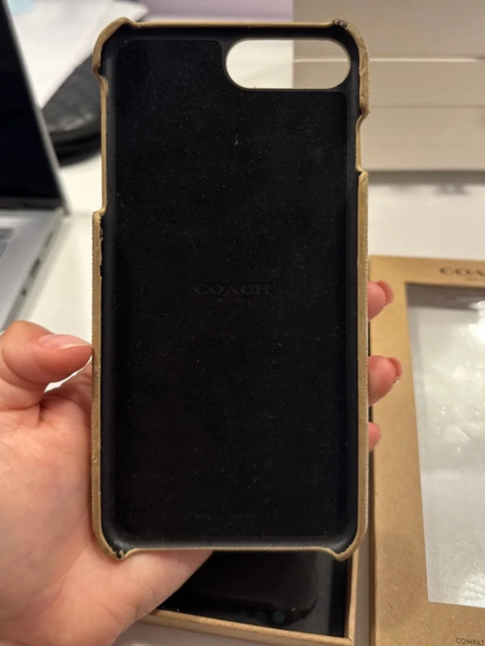 Coach Beige Signature Canvas iPhone Case 6s plus , 7 plus , 8 plus